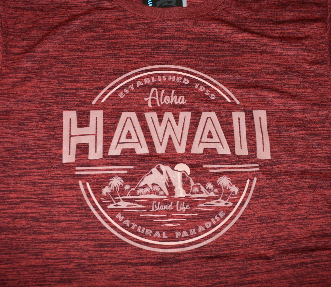 Hawaiian Athletics Mens Isalnd Life Aloha Natural Paradise Red Shirt NWT Medium