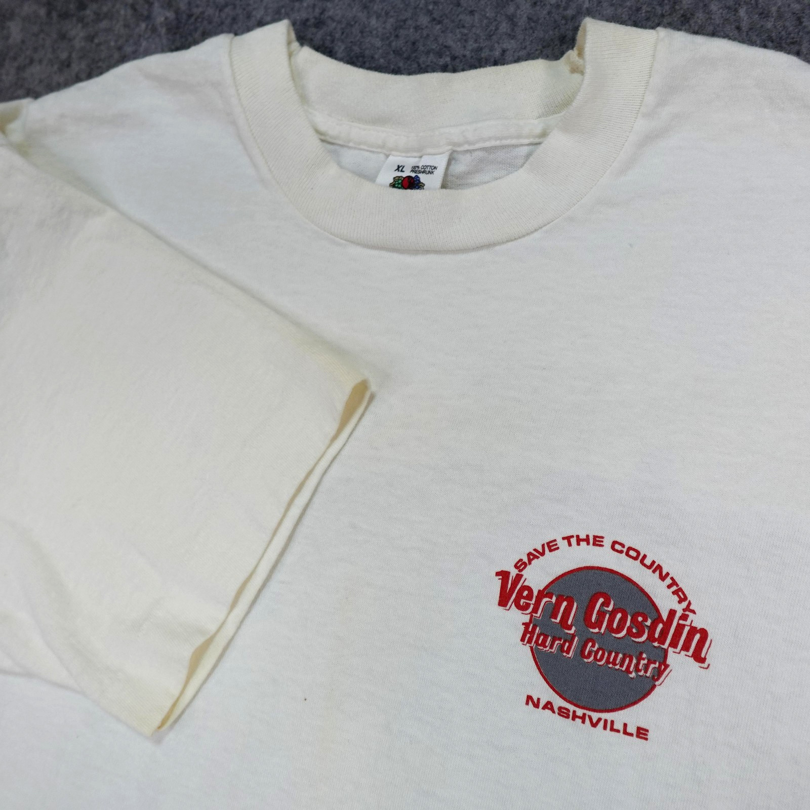 Vintage Vern Gosdin Shirt Mens XL White Hard Country Chiseled In Stone 80s Tee