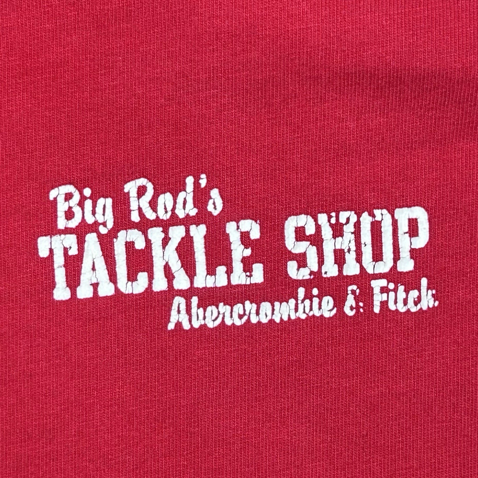 VTG Abercrombie Fitch Big Rods Tackle Shop T Shirt Red XL Y2K Vanity Humor