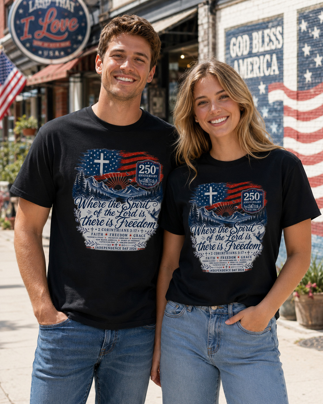 Where the Spirit of the Lord Is Freedom 2 Corinthians 3:17 USA T-Shirt