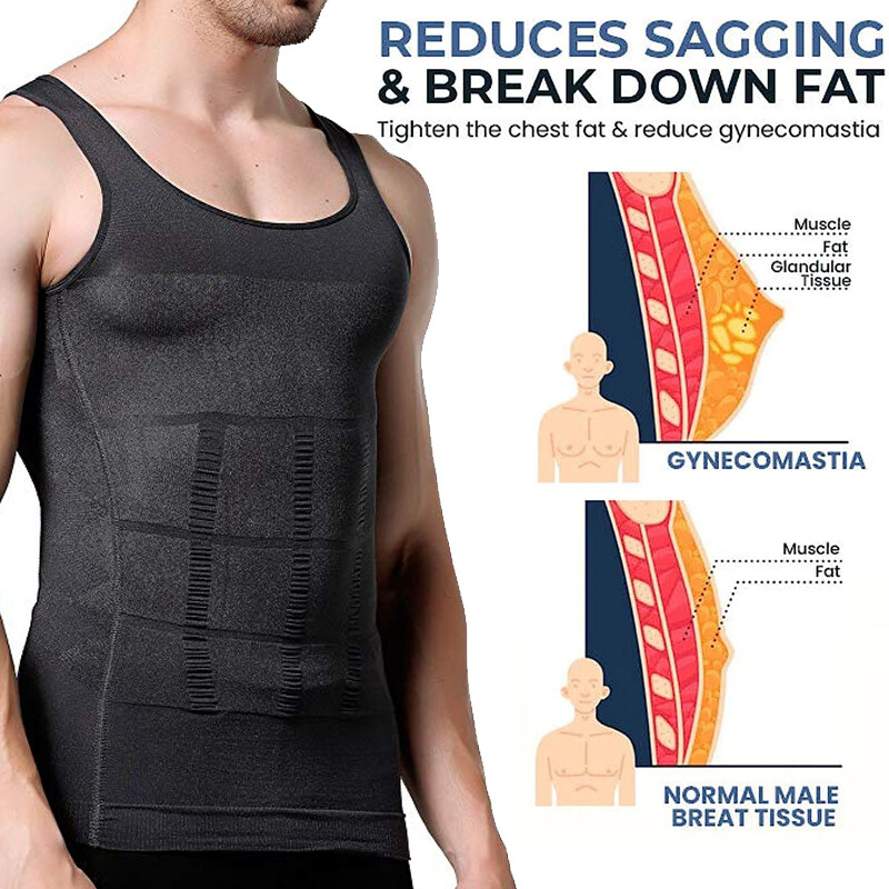 Mens 1/5 Pack Body Shaper Slimming Tummy Vest Thermal Compression Shirt Tank Top