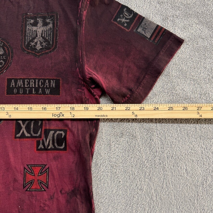 Extreme Couture T-Shirt Affliction Mens Red Burgundy Medium Skull Eagle Flag