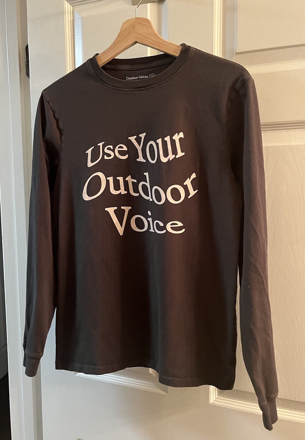 OUTDOOR VOICES Shirt OV USE YOUR OUTDOOR VOICE ACLU NY Brown Gray USA XS unisex