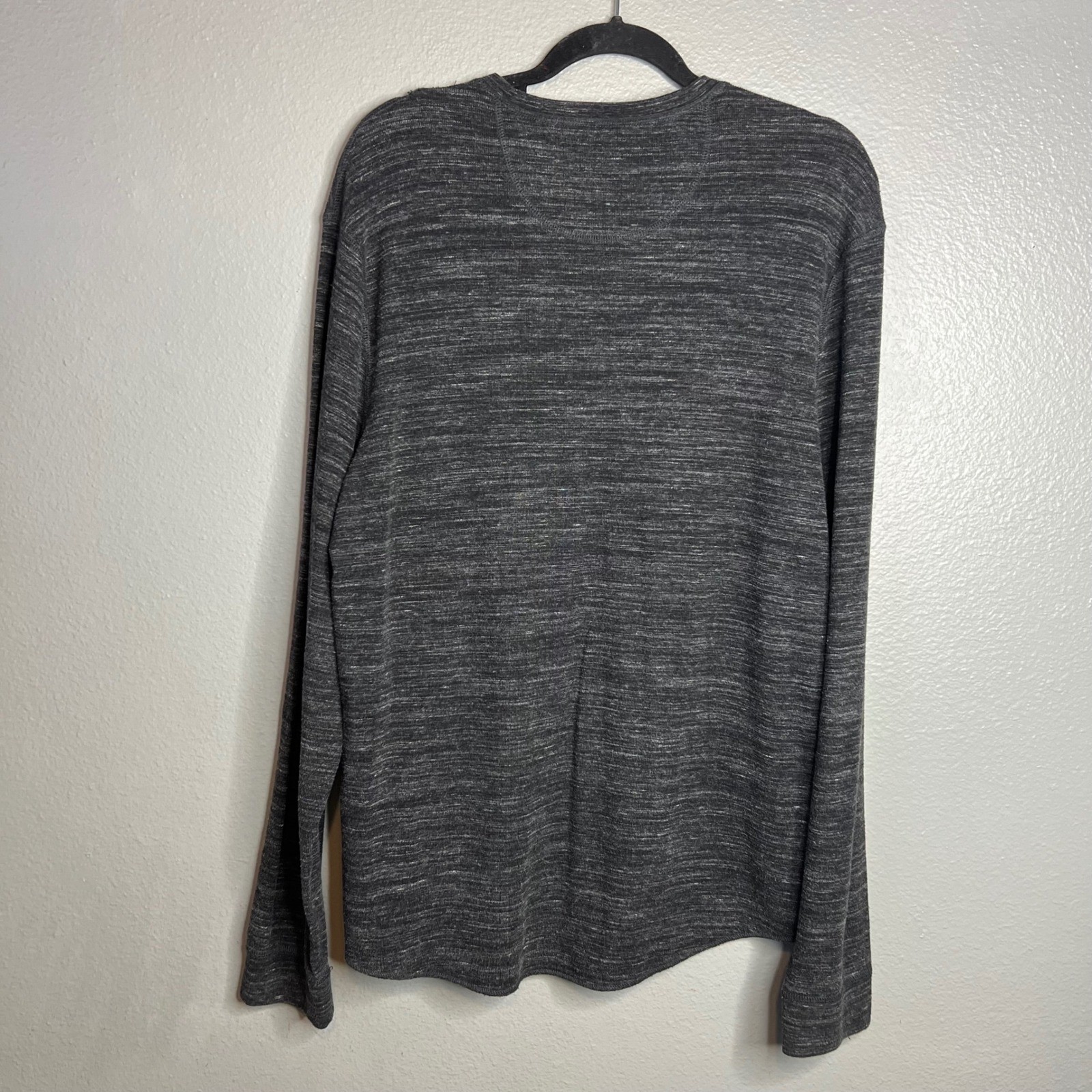 American Eagle Henley Shirt Mens Size L Heathered Gray Space Dye Long Sleeve