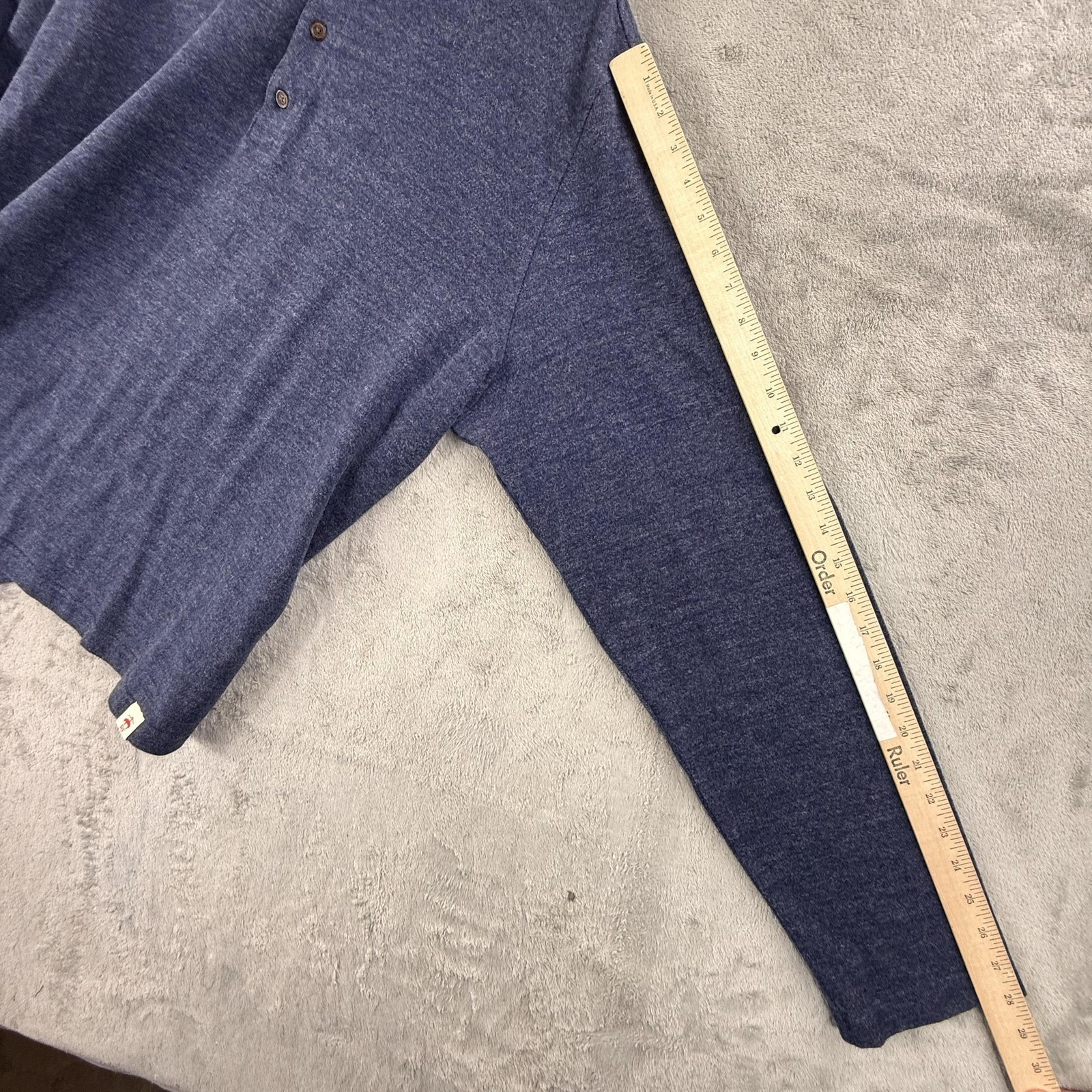 Brooks Brothers Red Fleece Shirt Mens 2XL Blue Henley Long Sleeve Knit Heather