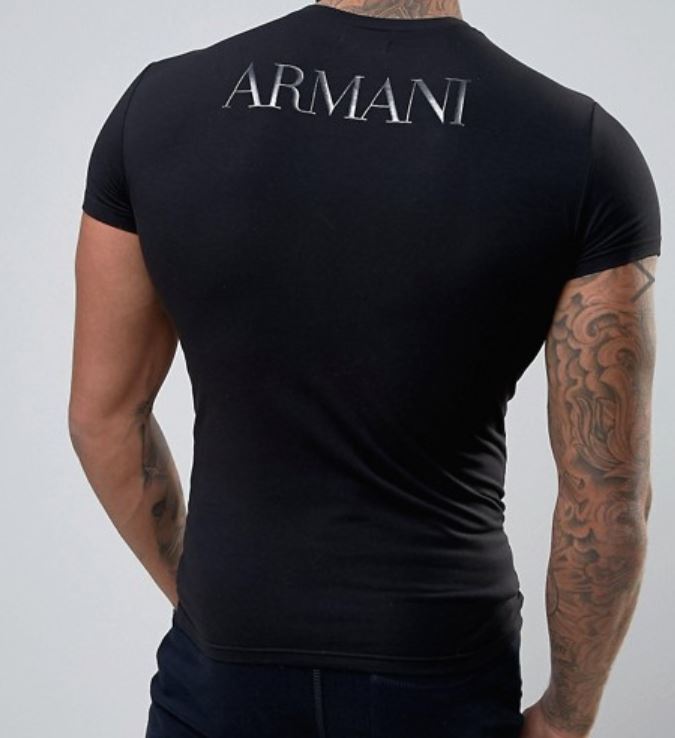Emporio Armani Black Men’s T-Shirt,Glossy logo,Size M*L*XL