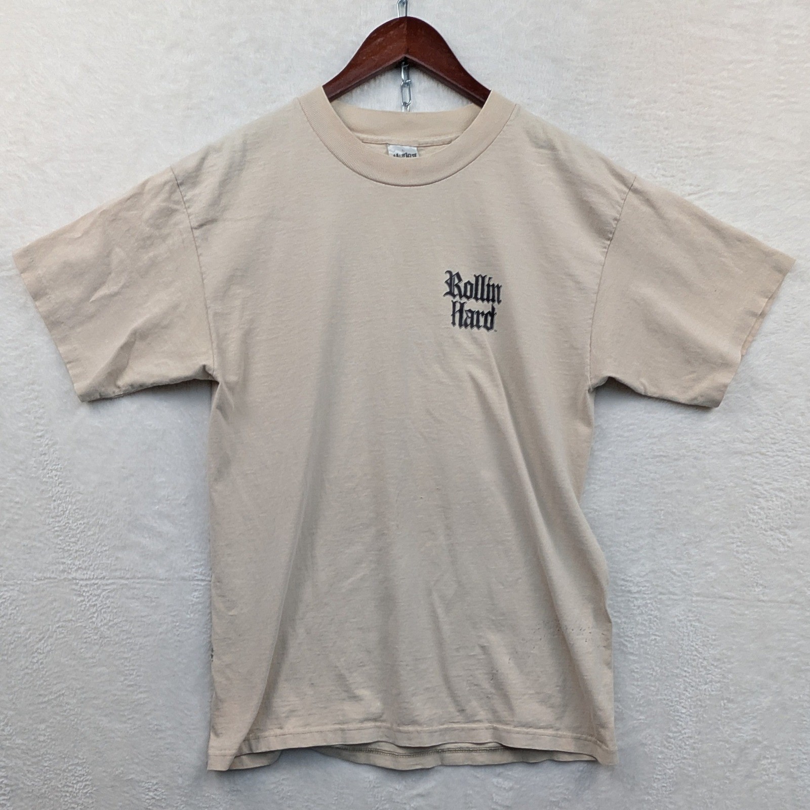 VTG T-Shirt Men L Tan Old Skool Lowrider Truck Rollin Hard Single Stitch USA 90s
