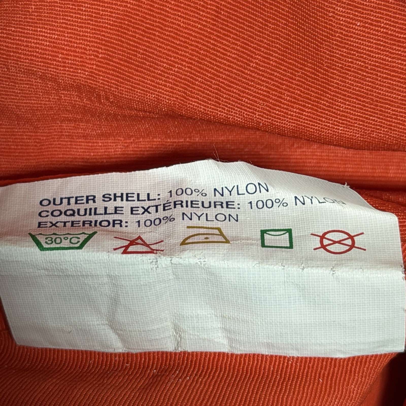 DeLong USA Vintage Nylon Pullover Shirt Medium Orange Black Stripe Drawstring