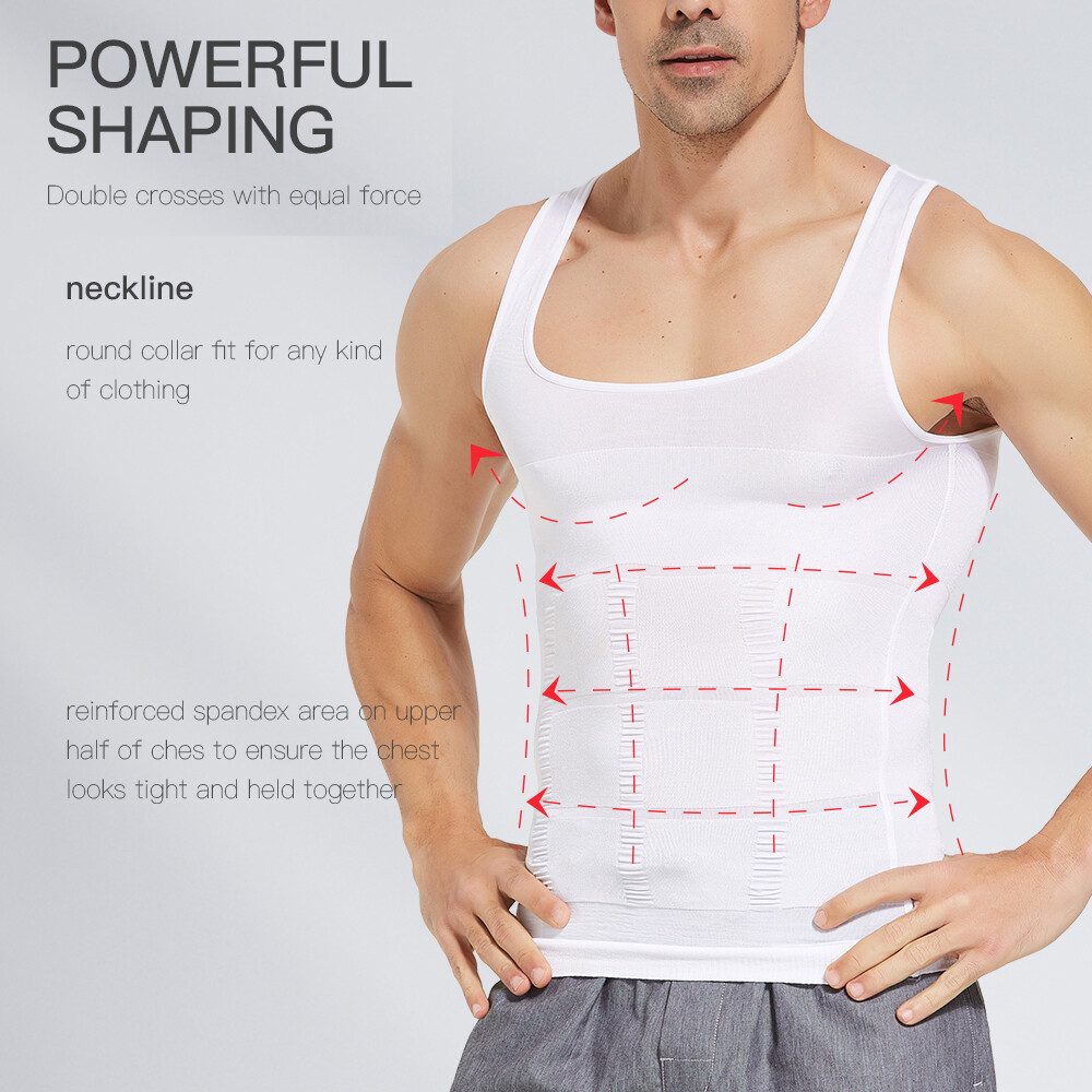 Mens Body Shaper Slimming Shirt Tummy Vest Compression Muscle Tank Top Shapewear