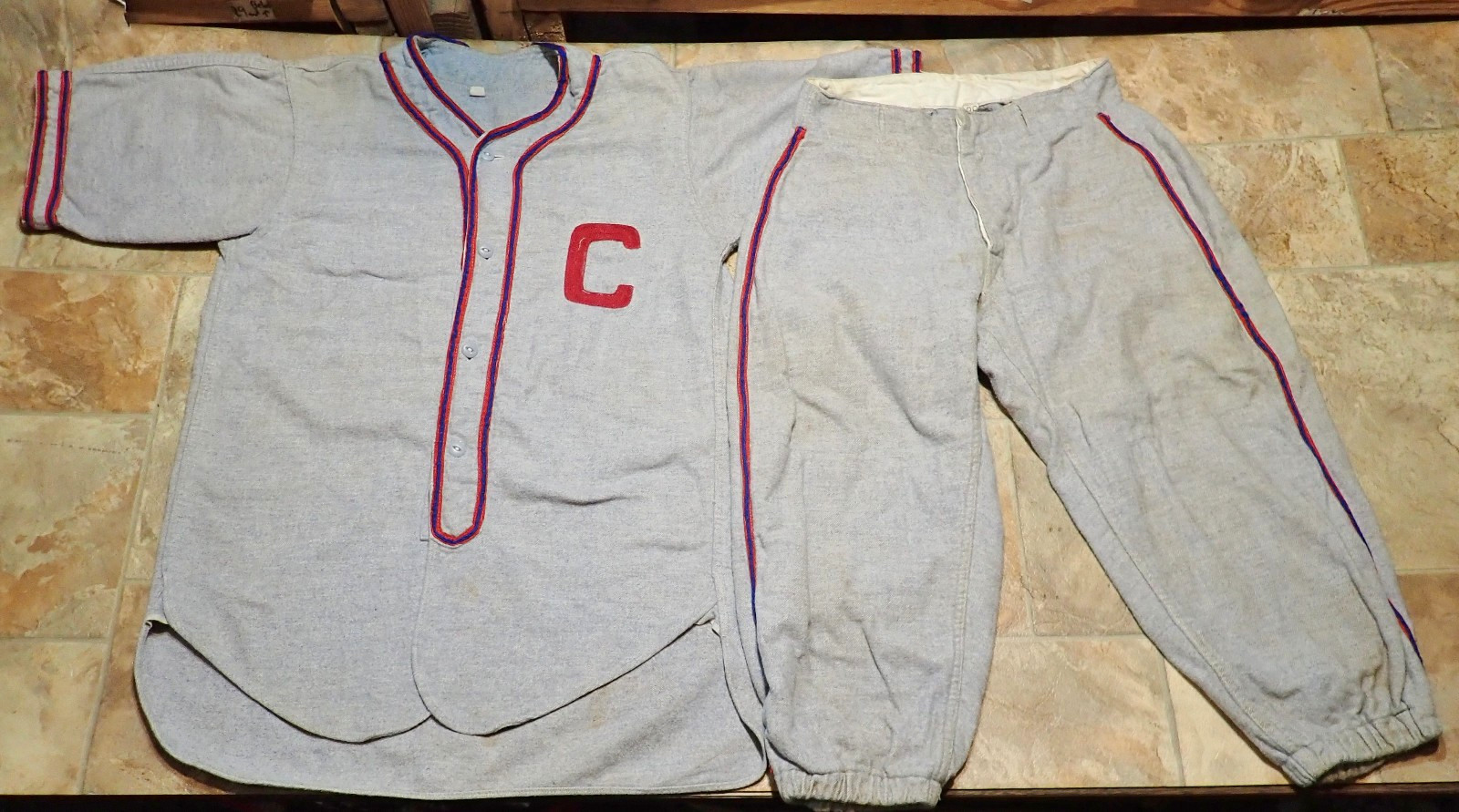 Rare Vintage 1930s 40s Baseball Flannel Jersey Antique Uniform Set Shirt Pants