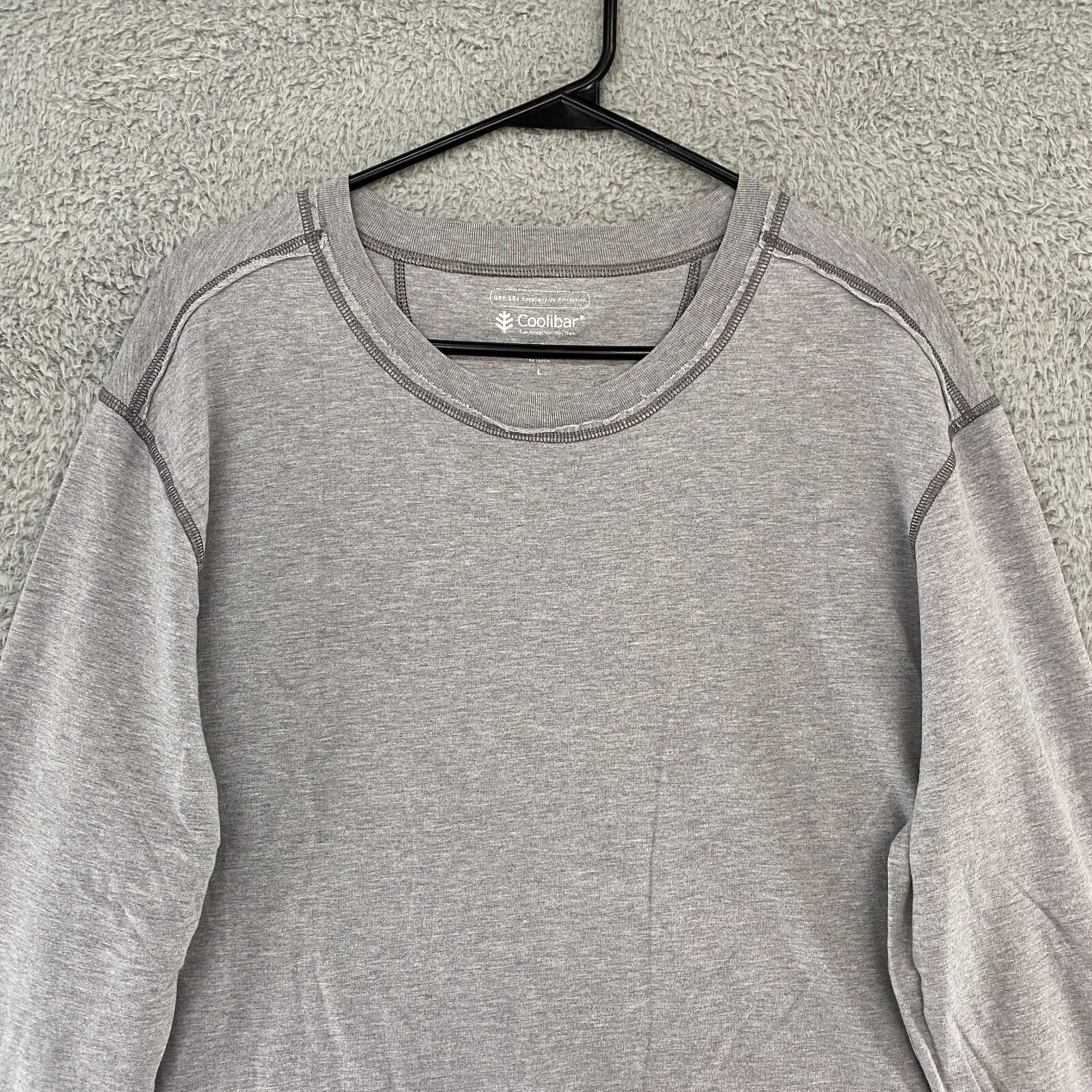 Coolibar Long Sleeve Shirt Mens Large Bamboo UPF 50 Gray Stretch Everyday