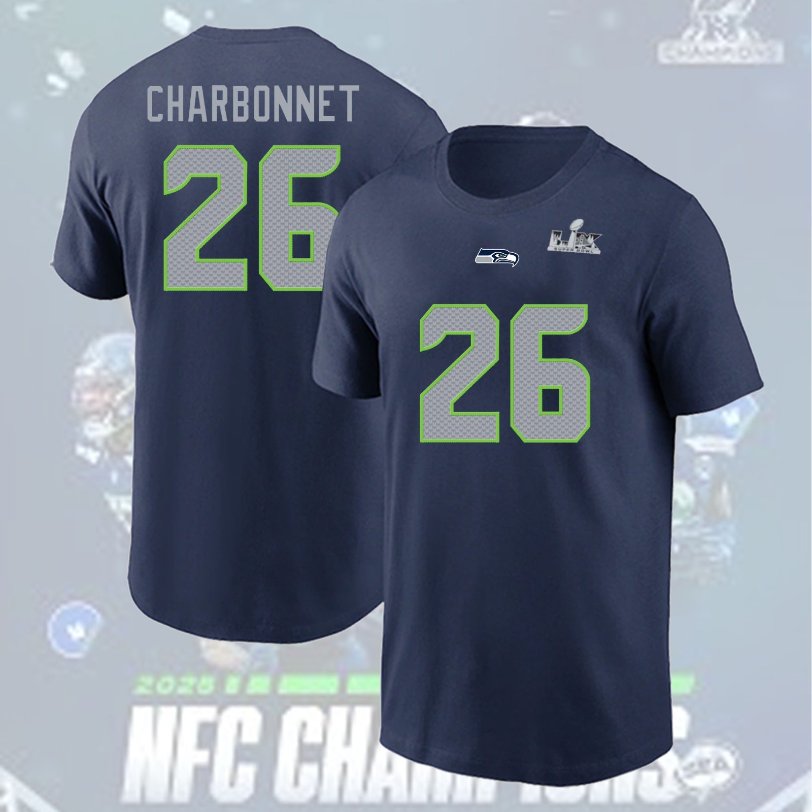 NEW ITEM! Seattle Sea.hawks Super Bowl LX Patch 2026 Name & Number Fan Gifts