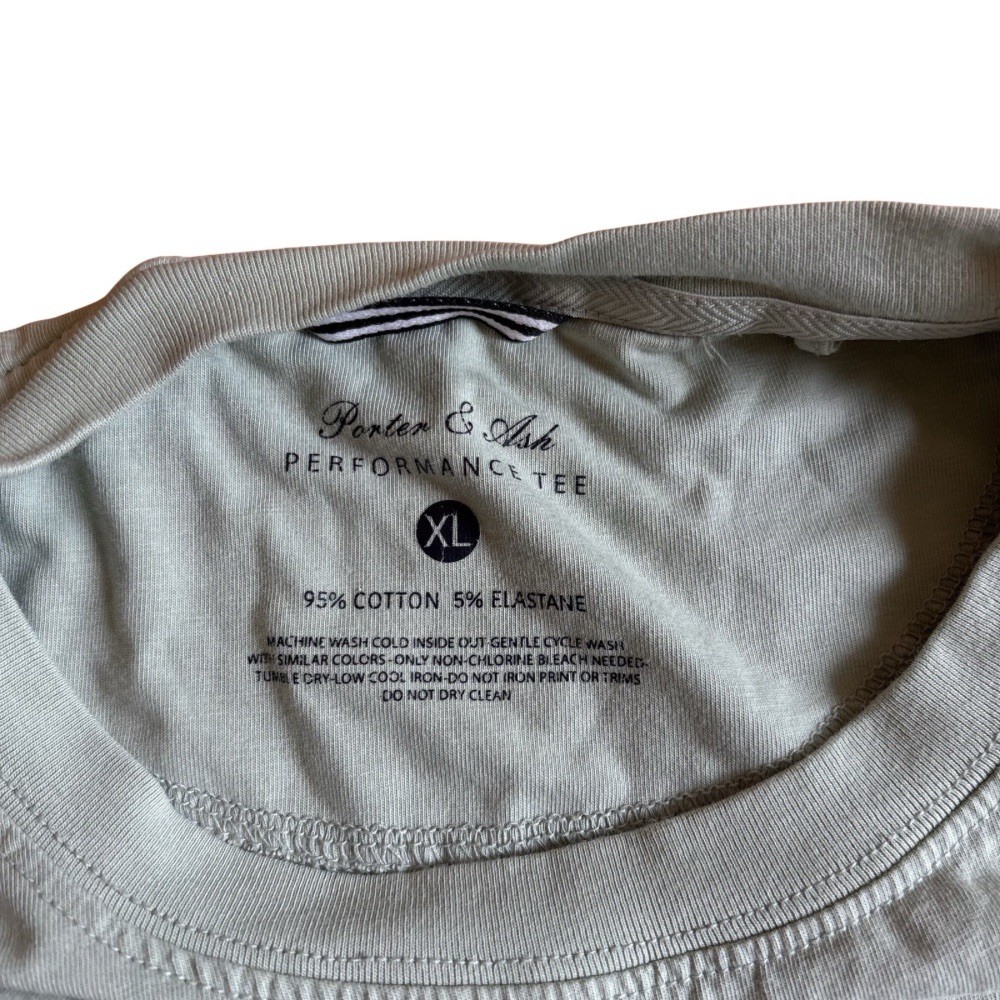 Porter & Ash Performance Tee Men’s XL Blue/Gray Stretch T Shirt Cotton Elastane