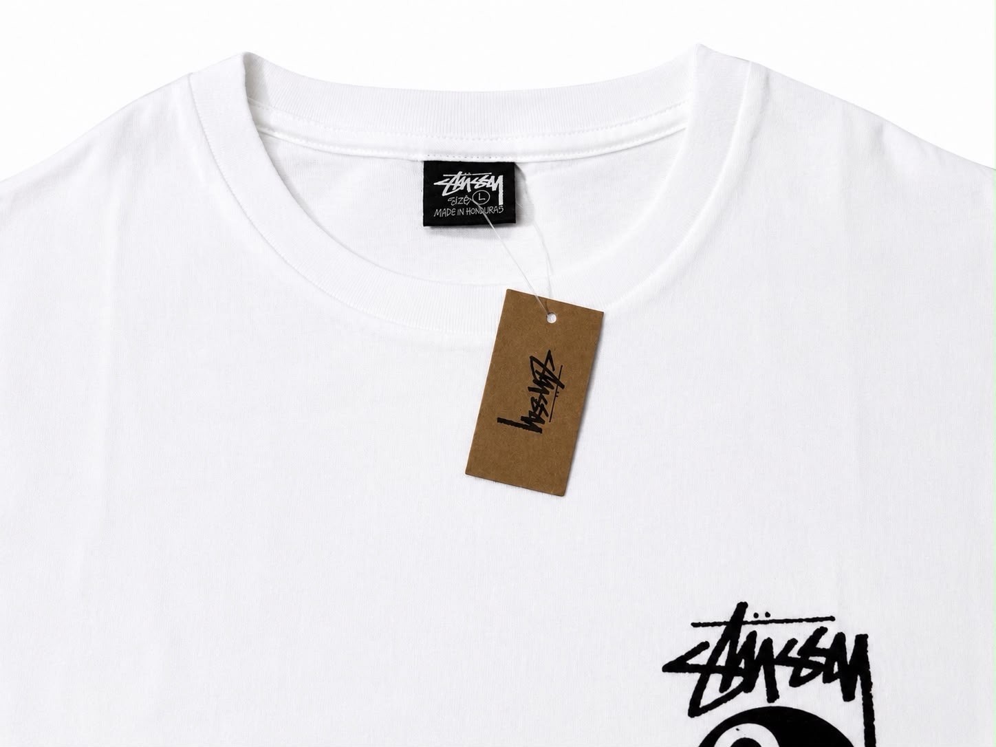 AUTHENTIC Stüssy Men’s 8 Ball Logo Graphic Double-Sided Crew Neck T-Shirt L
