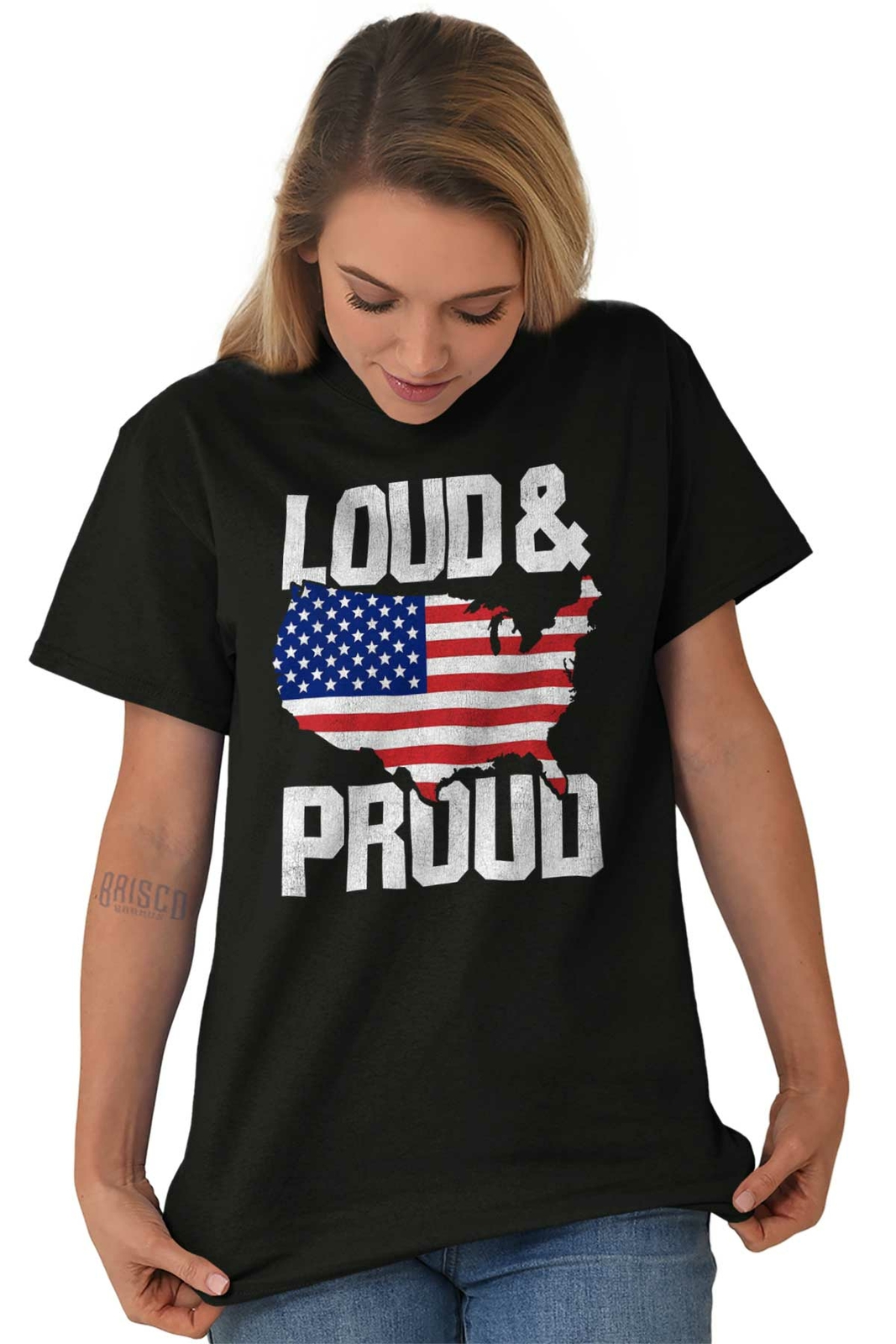 Loud And Proud America USA Made In The USA Adult Short Sleeve Crewneck Tee
