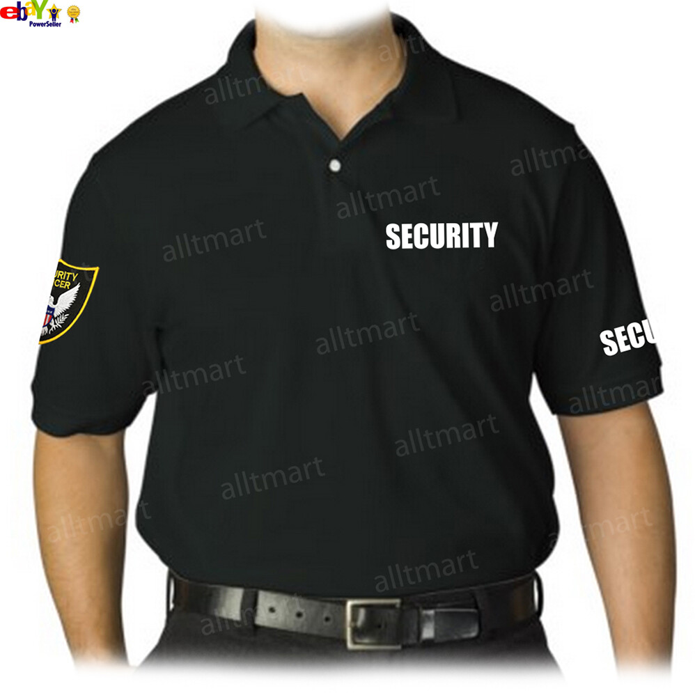MEN’S PRINTED SECURITY POLO T-SHIRT UNIFORM EMBROIDERY BADGE POLICE STAFF PARTY