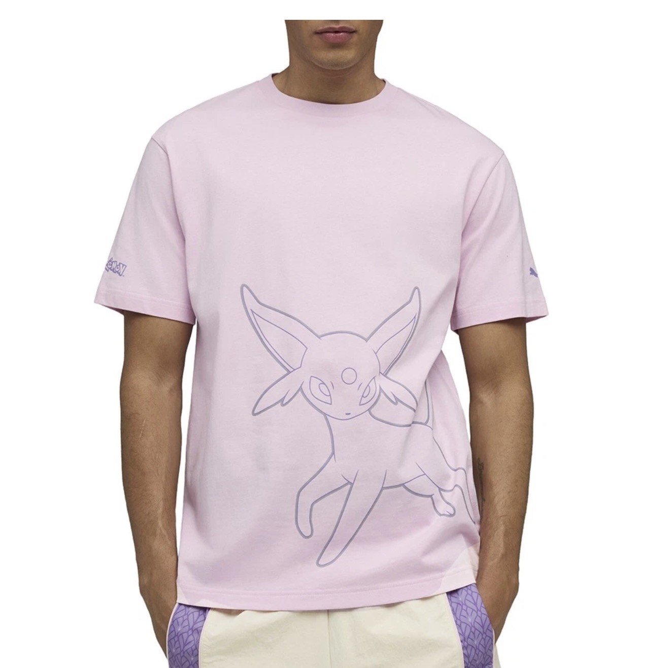 PUMA X Pokémon Relaxed Graphic Crew Neck Short Sleeve T-Shirt Mens Pink LARGE