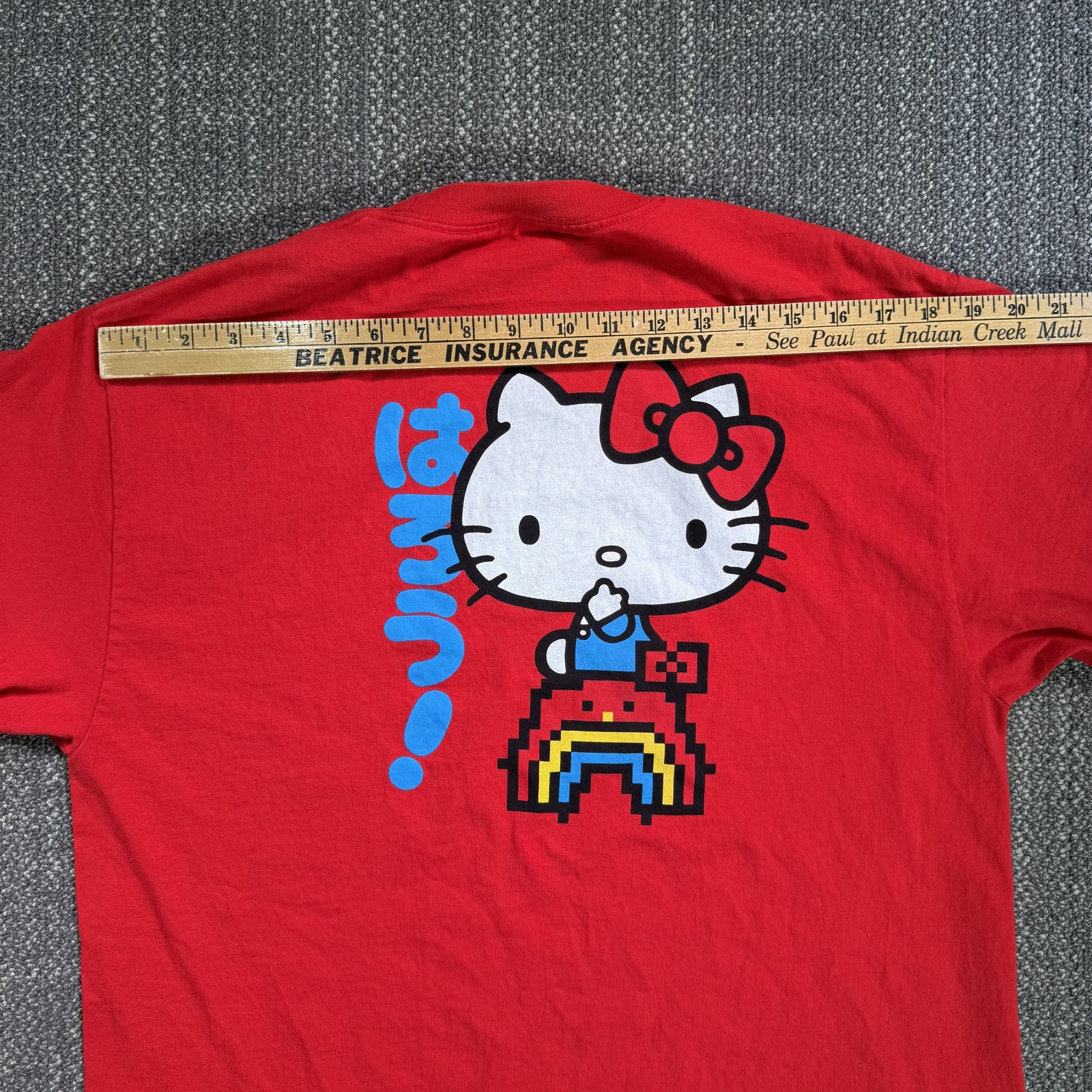 Girl Skateboards x Sanrio Hello Kitty Shirt Unisex L Red 8 bit Rainbow Pixel Art