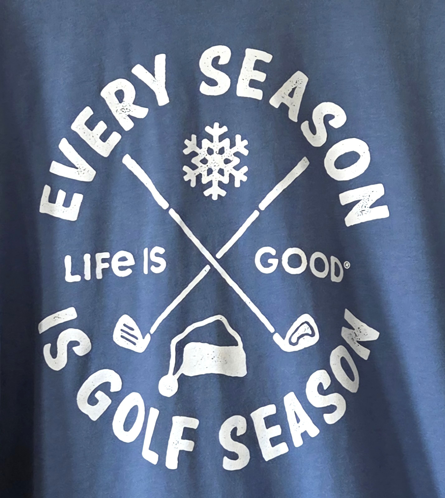 LIFE IS GOOD Men’s Blue Crusher T-Shirt Every Season Is Golf Season Size XXL