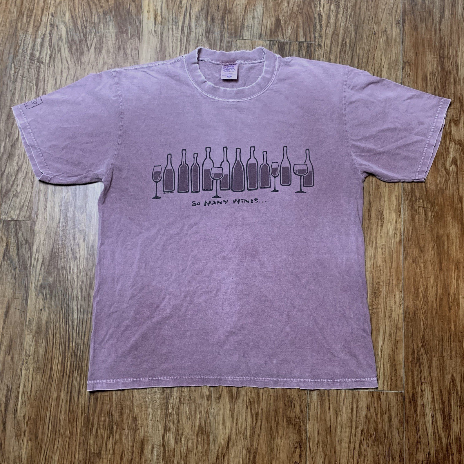 Vintage Wine Dyed T Shirt Size Medium Y2K Crazy Shirts So Many Wines Alcohol Tee