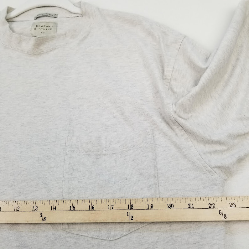 Haggar Ultimate T Shirt Men’s Large L Heather Gray Short Sleeves Pocket Stretch