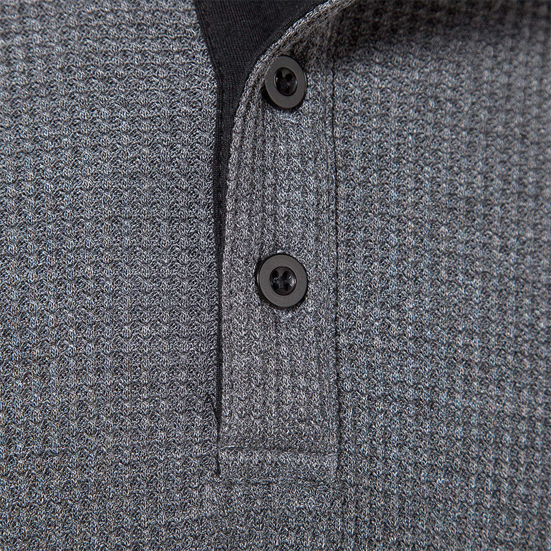 Mens Casual Henley T-shirt Solid Slim Fit Button Pullover Long Sleeve Tops Tunic