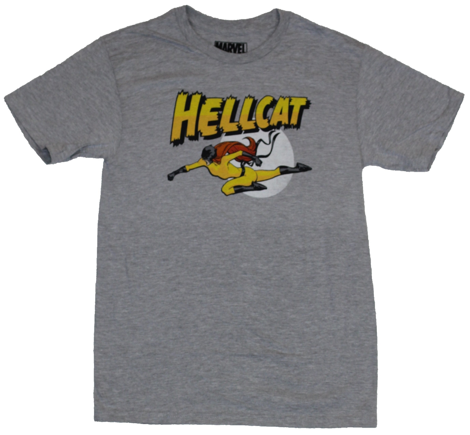 Hellcat Marvel Adult New T-Shirt – Hellcat Flyin Punch Under Name Pic