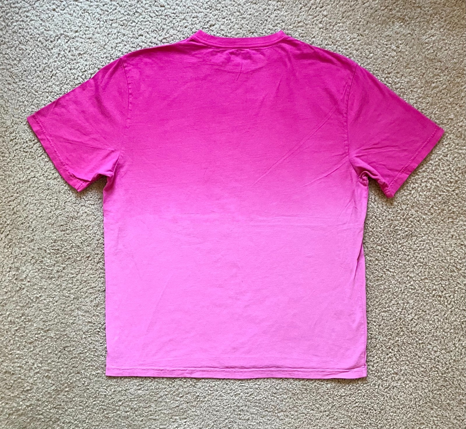 American Eagle Neon Pink Dip Dye Effect Heavy Cotton Pocket Tee Mens T-Shirt L