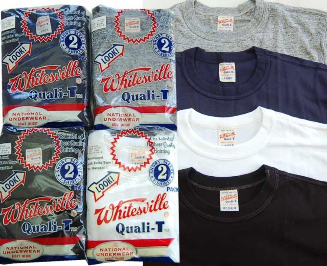 WHITESVILLE 2-PACK T-SHIRT White Black Navy Gray WV73544 Made in Japan