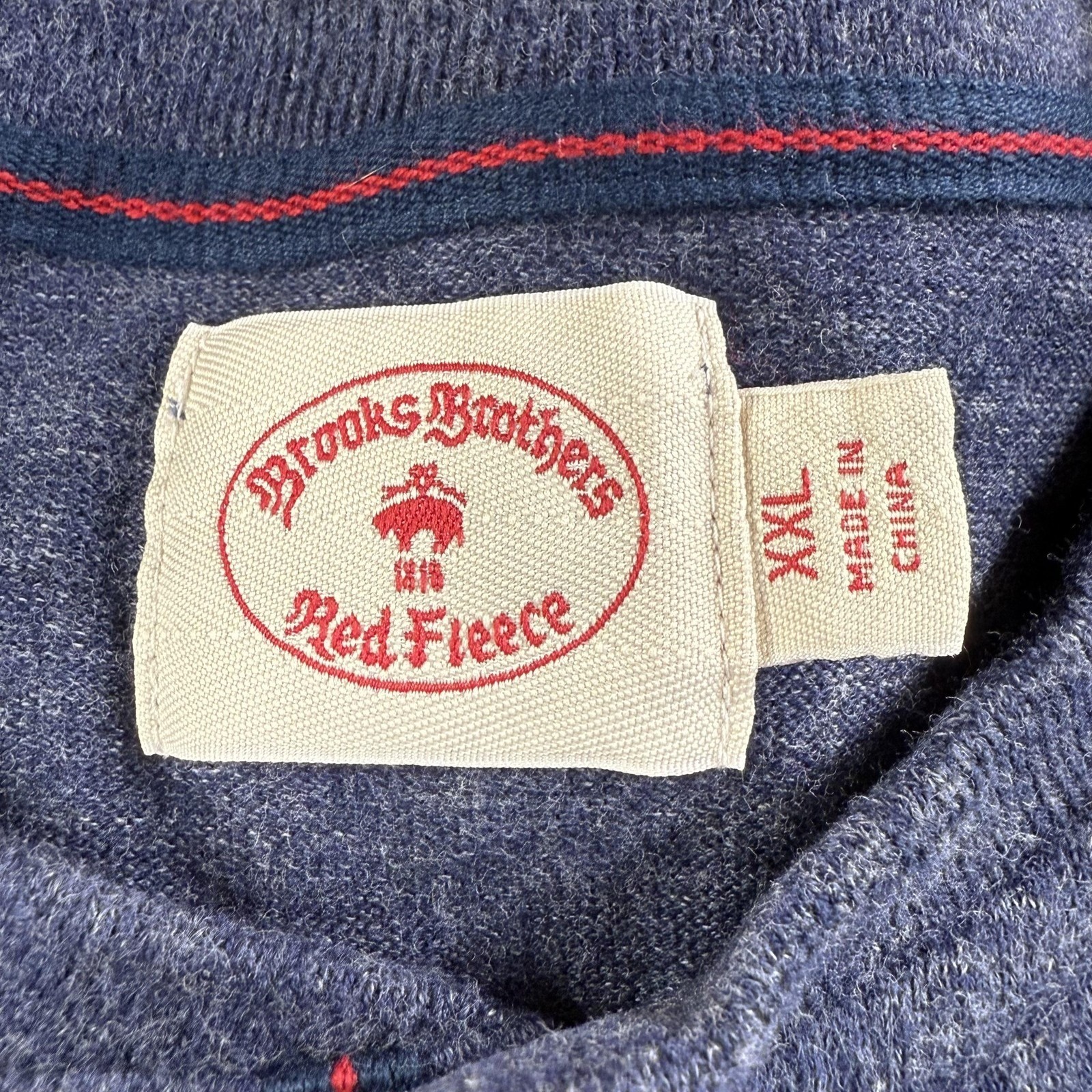 Brooks Brothers Red Fleece Shirt Mens 2XL Blue Henley Long Sleeve Knit Heather