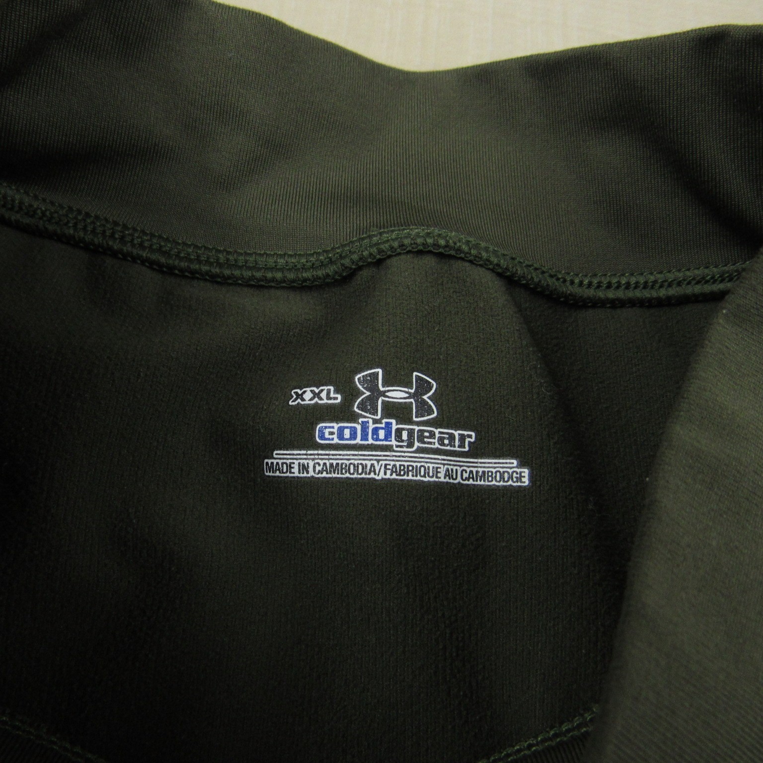 Under Armour Shirt Mens 2XL XXL Green Mock Cold Gear Fleece Long Sleeve