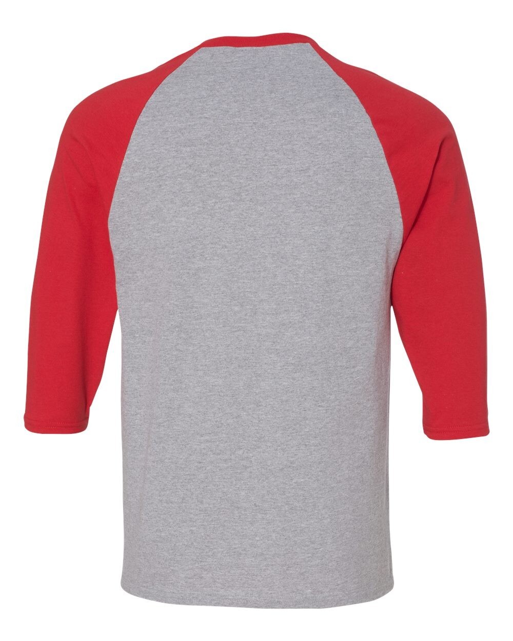 Gildan – Heavy Cotton Raglan Three-Quarter Sleeve T-Shirt – 5700 Sport Grey/ Red