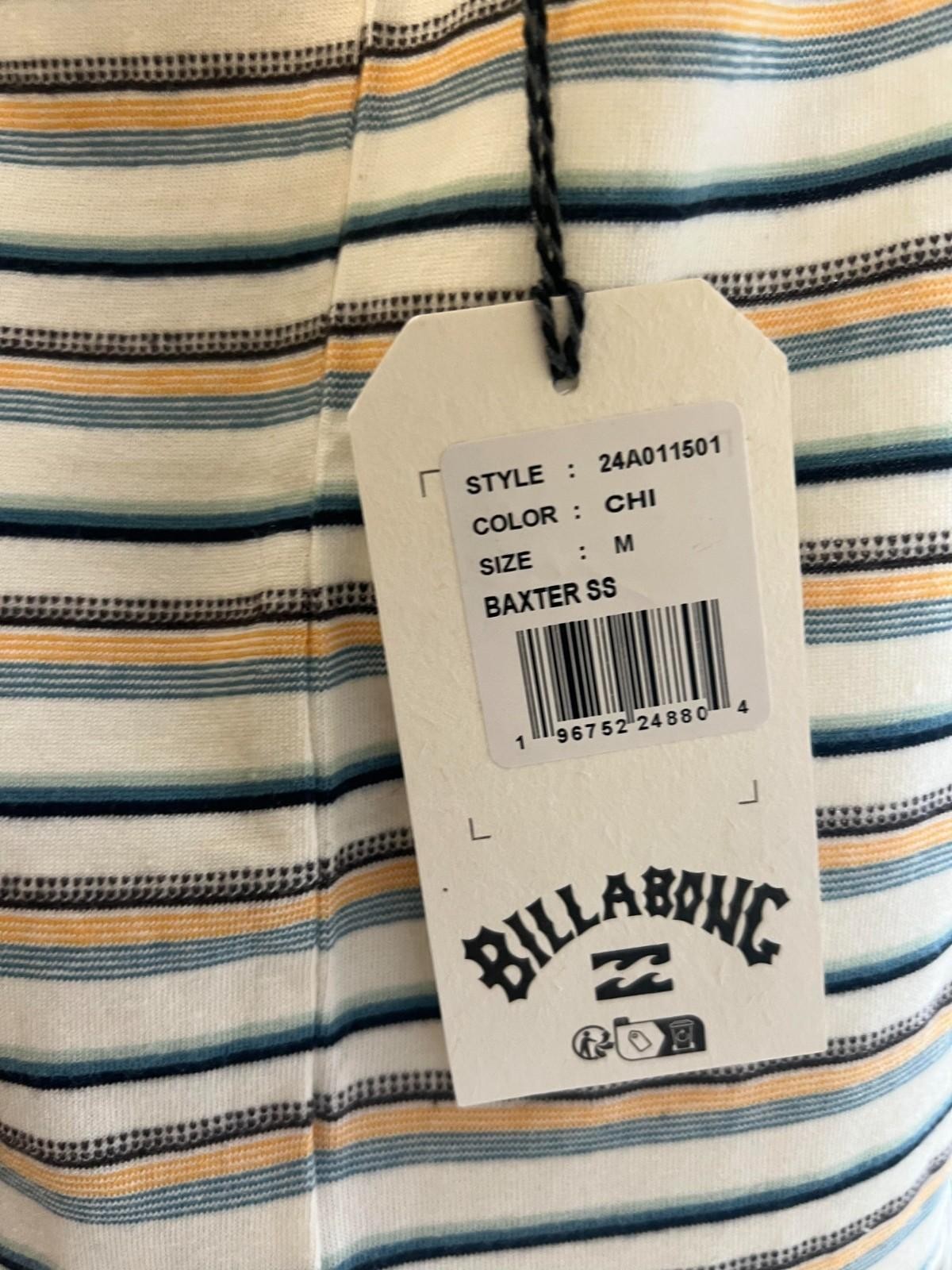 Billabong Men’s Cream T-Shirt Horizontal Striped Baxter Tee S/S (S17)