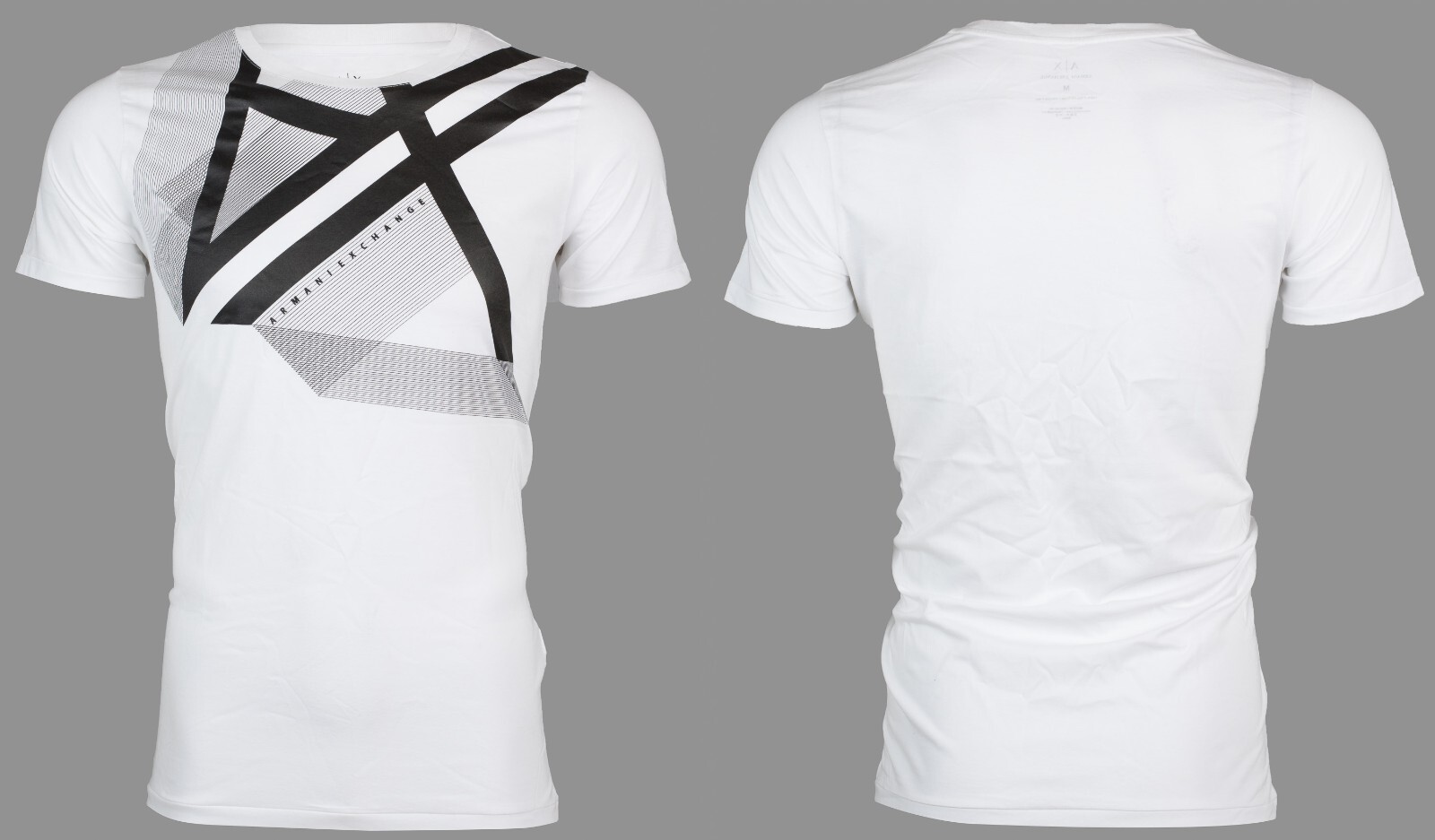 ARMANI EXCHANGE White RIGHT SIDE UP Short Sleeve Slim Fit Designer T-shirt NEW