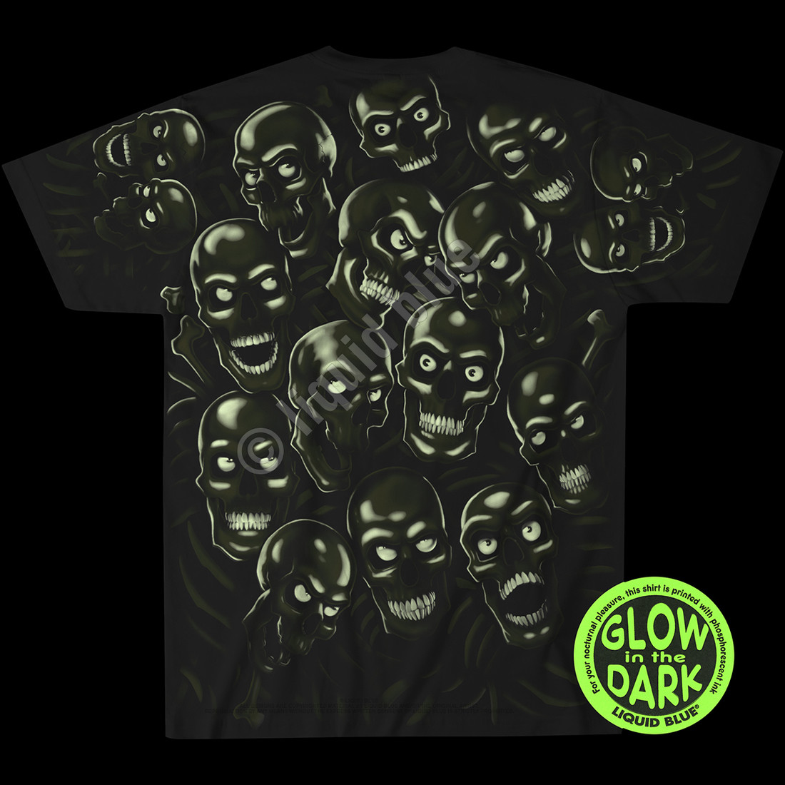 JUICY J STAY FLY-SKULL PILE-GLOWS IN DARK-Long Sleeve 2 Sided SHIRT Sz M- L RARE