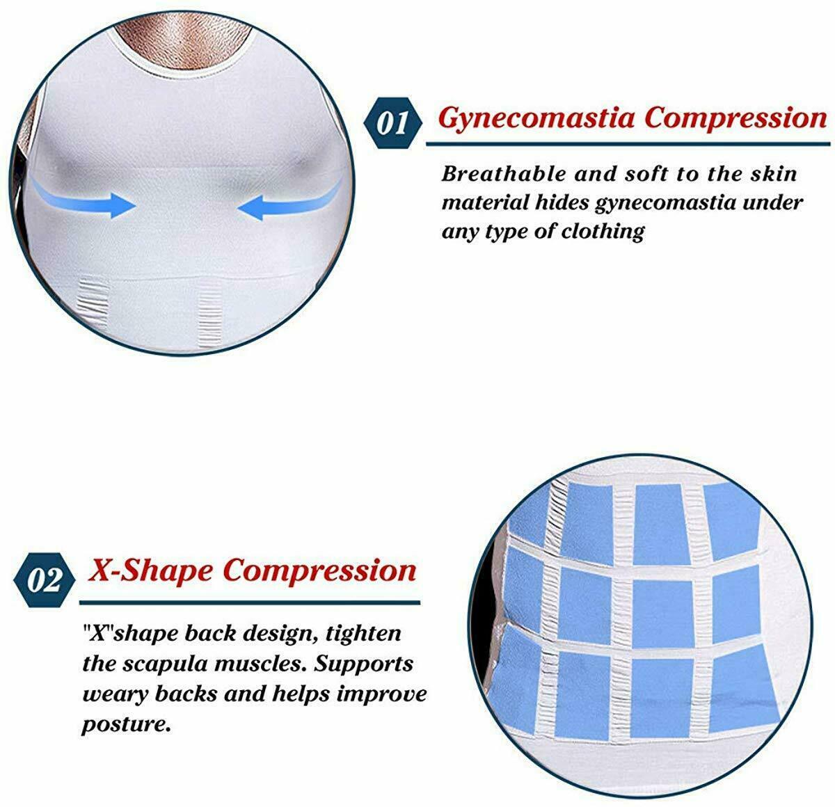 Men’s Compression Shirt to Hide Gynecomastia Moobs Slimming Body Shaper Vest Top