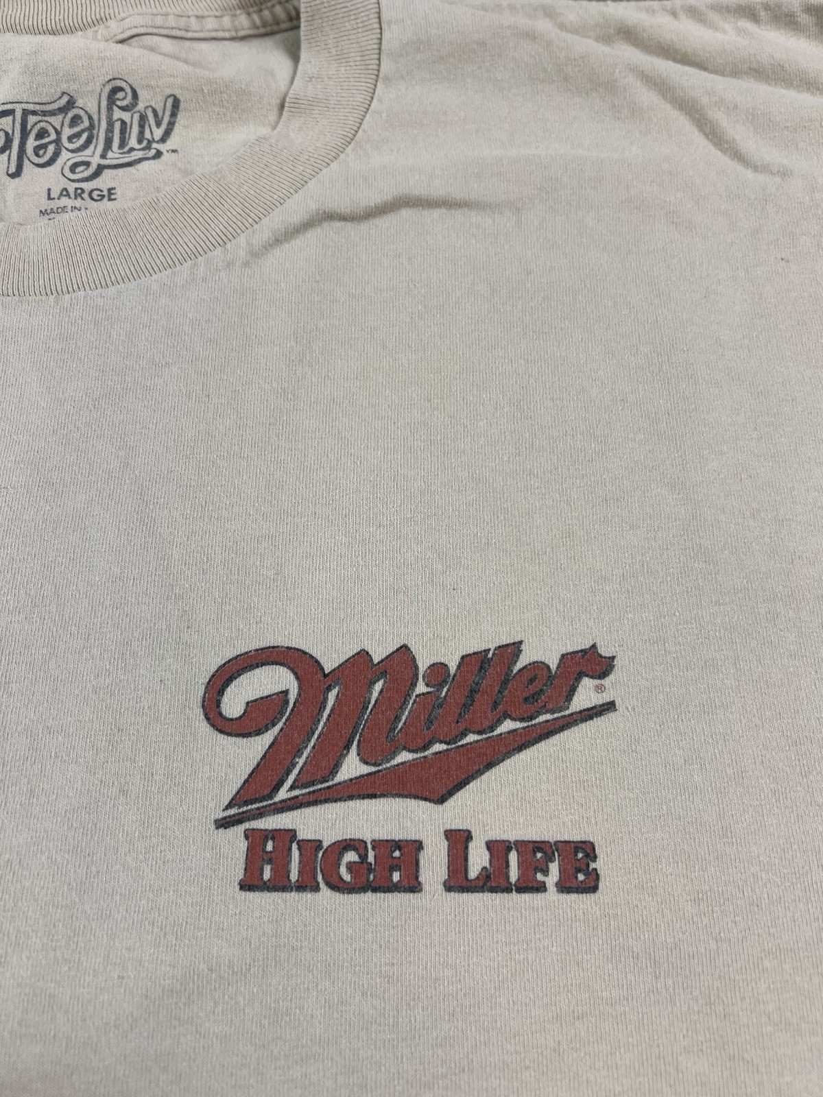 Tee Luv Miller High Life Tan T Shirt Size Large