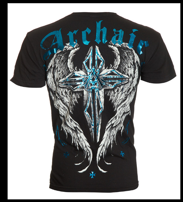ARCHAIC by AFFLICTION Black FERAL Short Sleeve Slim Fit Y2K T-shirt NWT