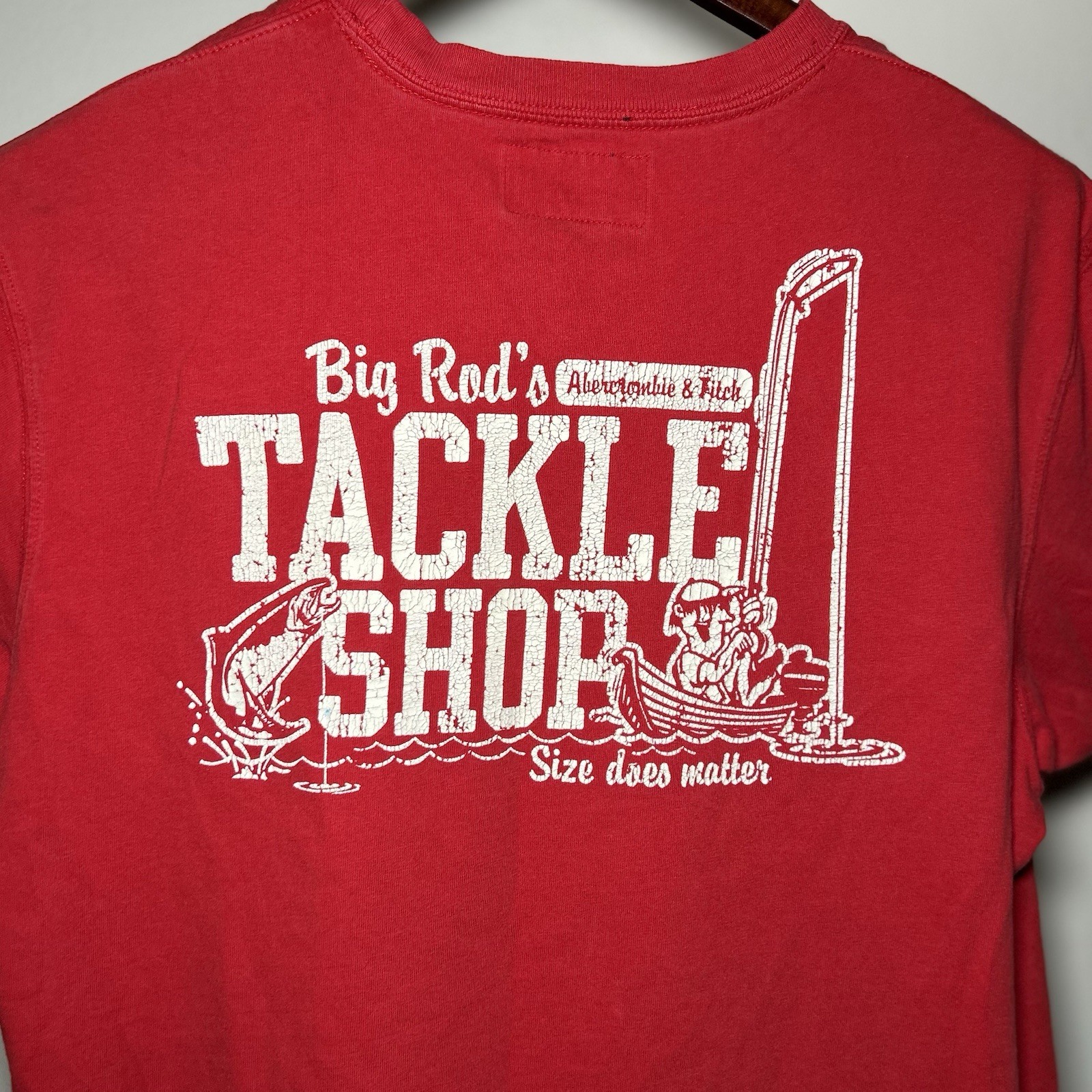 VTG Abercrombie Fitch Big Rods Tackle Shop T Shirt Red XL Y2K Vanity Humor