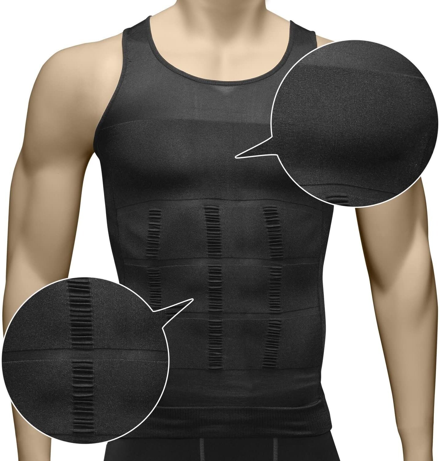 Men 3 Pack Body Shaper Slimming Tummy Vest Compression Shirts Tank Top Shapewear