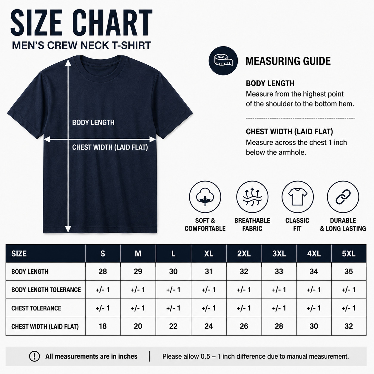 Gildan Heavy Cotton 5000 T-Shirt 3 & 5 Pack Men’s Plain Crew Neck Cotton Tee