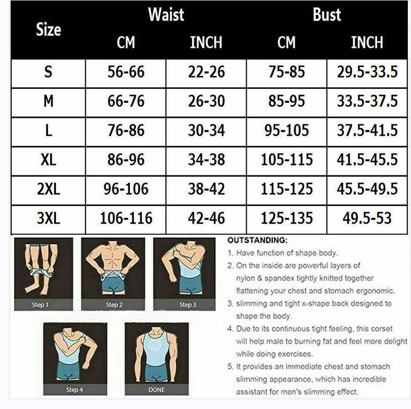 Mens Slimming Body Shaper Vest Gynecomastia Compression Shirts Tummy Control Top