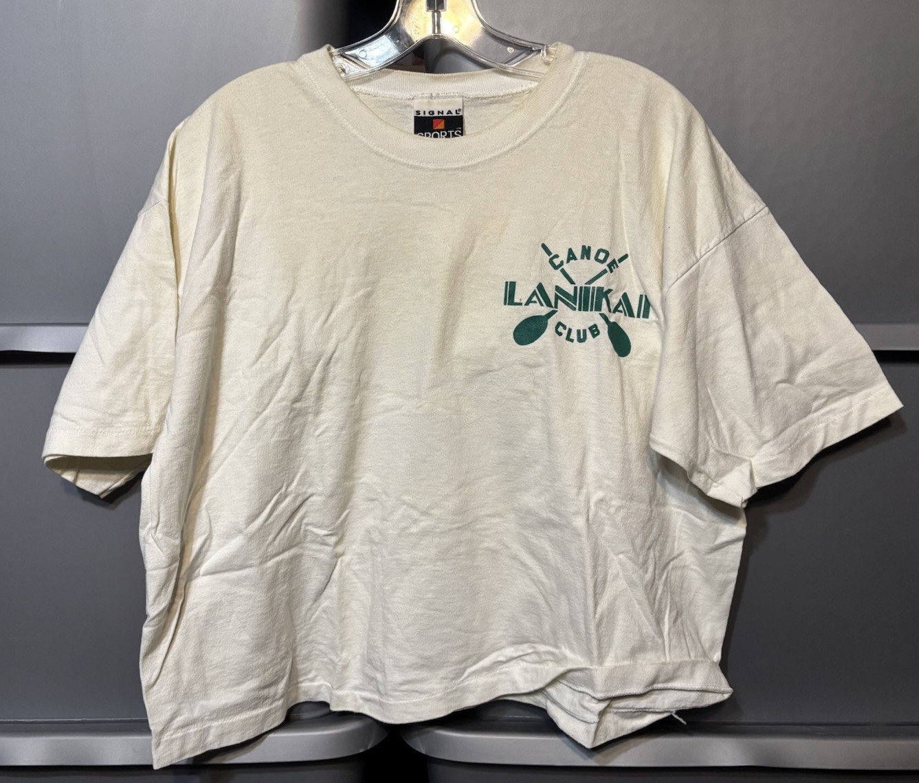 Vintage Canoe Club Outdoors Graphic Boxy Cropped Tee USA L/XL