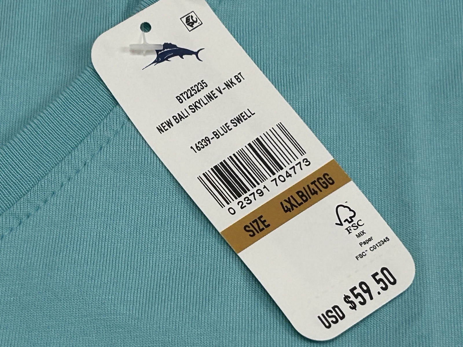 Tommy Bahama T Shirt Men’s 4XLB Blue Swell V Neck Short Sleeve Pima Cotton NEW