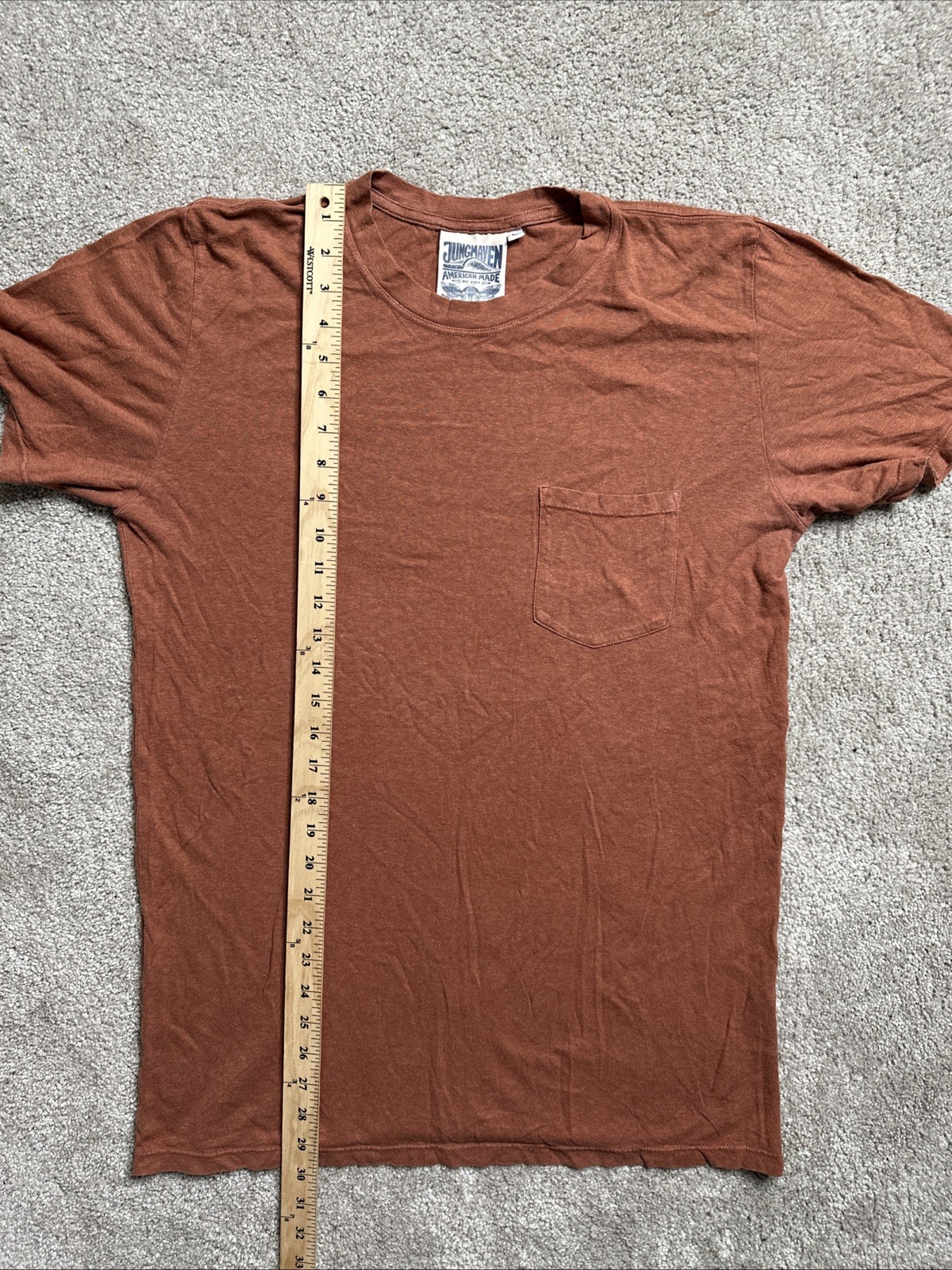 Jungmaven Pocket T Shirt Men’s L Tee Burnt Orange Hemp Cotton Made in USA