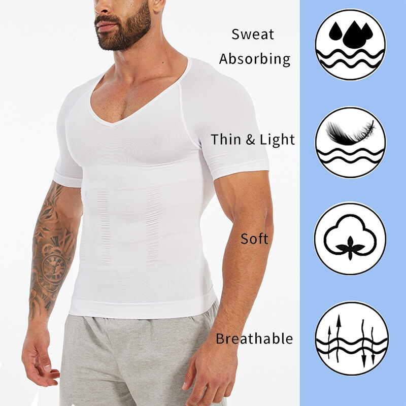 Men Slimming Body Compression Vest T-Shirt Firm Tummy Control Body Shaper Tops