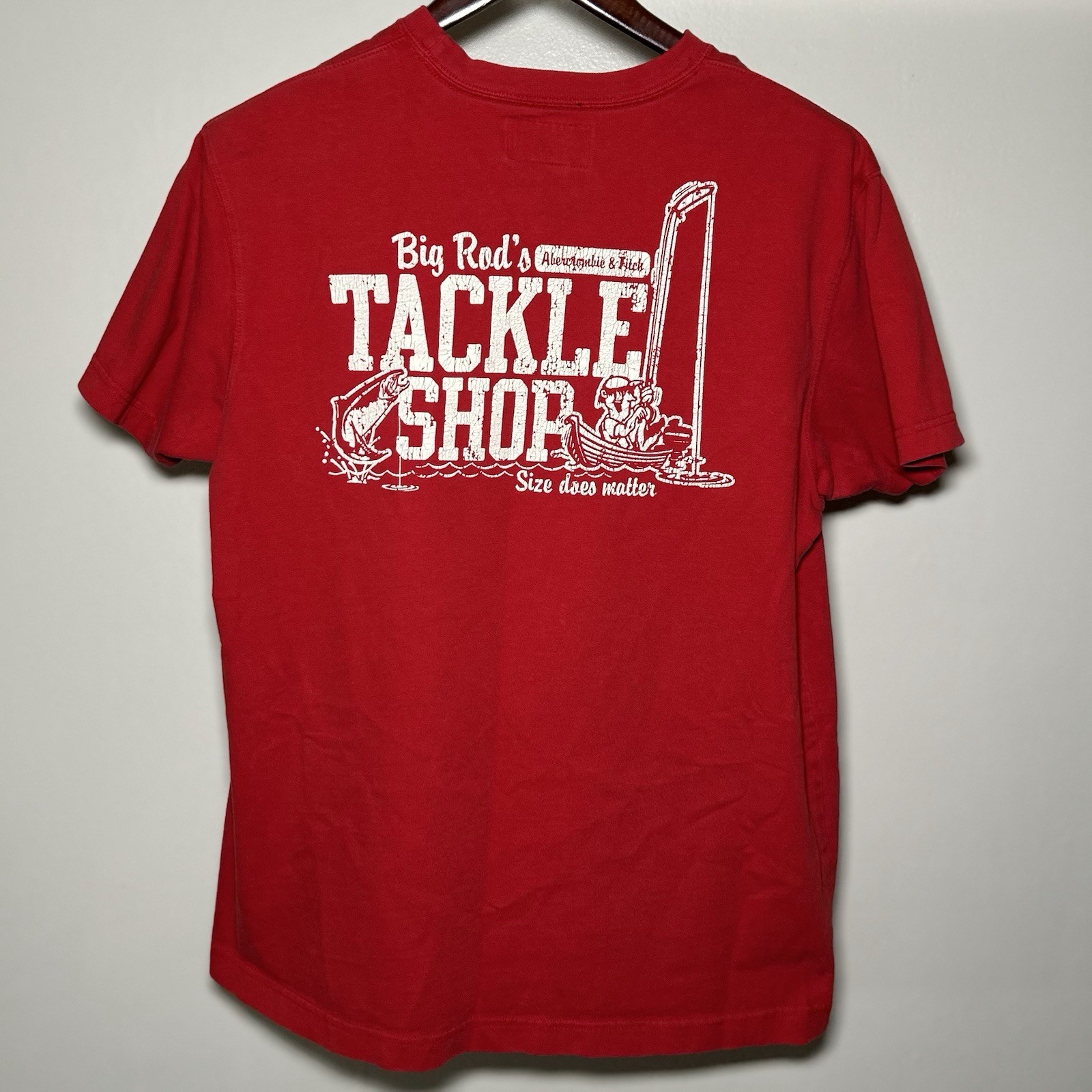 VTG Abercrombie Fitch Big Rods Tackle Shop T Shirt Red XL Y2K Vanity Humor