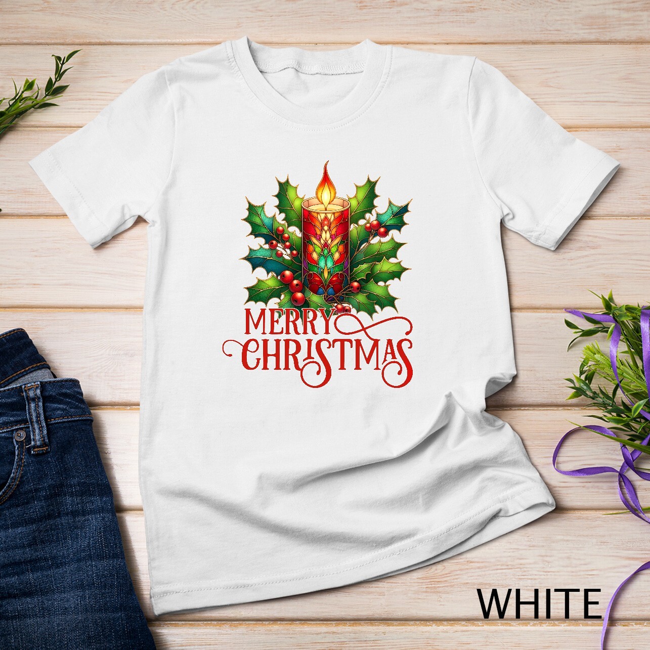 Beautiful and Festive Holiday Candle Graphic Funny Christmas Unisex T-shirt