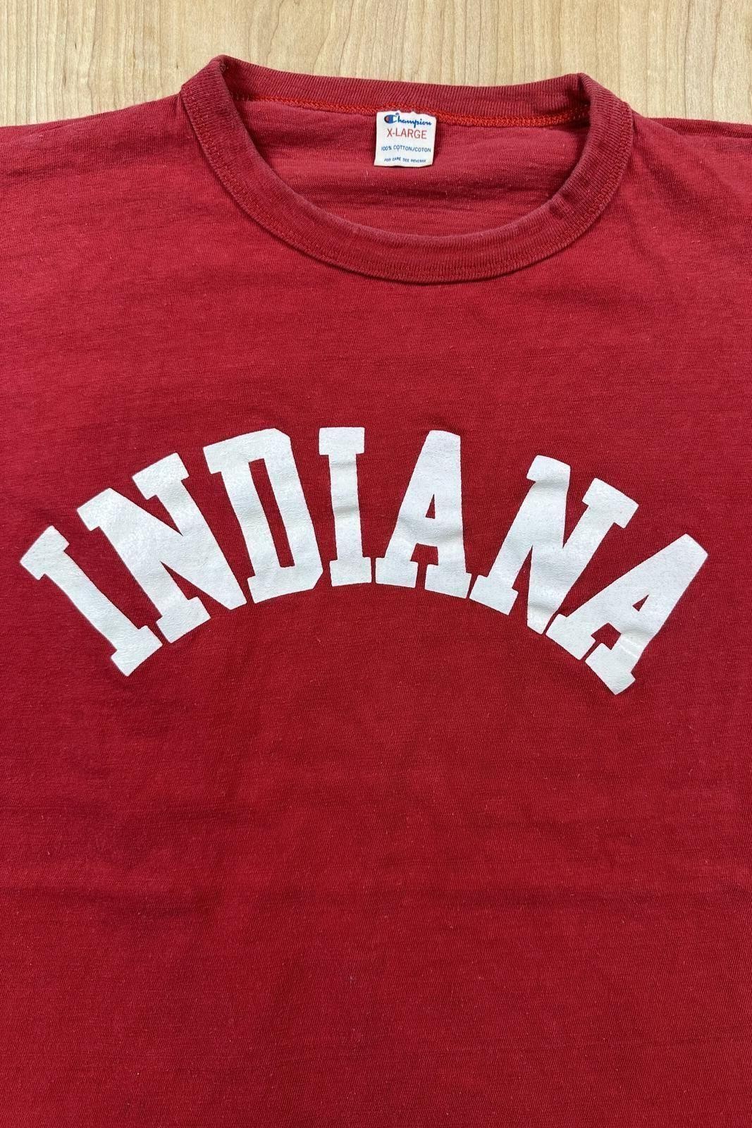 Vintage 80s Champion Indiana Single Stitch tshirt red Cotton xl usa faded soft