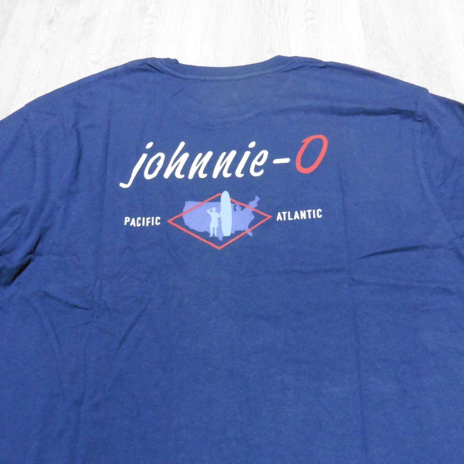 Johnnie-O Men’s XL Coastal Way Crewneck T-Shirt Navy Blue LS Graphic Print